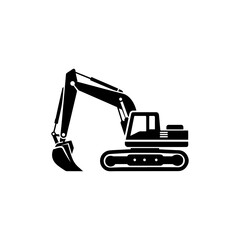 Simple Excavator Logo Flat Black Vector 