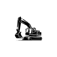 Simple Excavator Logo Flat Black Vector 