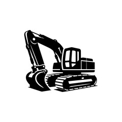 Simple Excavator Logo Flat Black Vector 