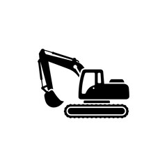 Simple Excavator Logo Flat Black Vector 