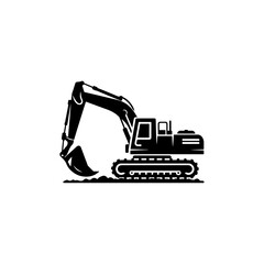 Simple Excavator Logo Flat Black Vector 