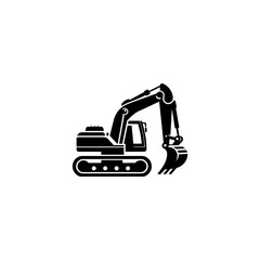 Simple Excavator Logo Flat Black Vector 