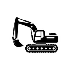 Simple Excavator Logo Flat Black Vector 