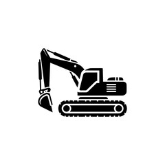 Simple Excavator Logo Flat Black Vector 
