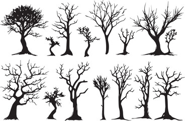 Set Trees. Hand drawn vector illustration
