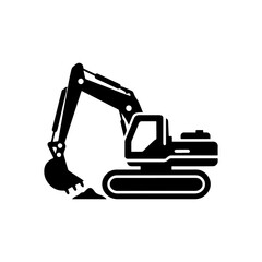 Simple Excavator Logo Flat Black Vector 