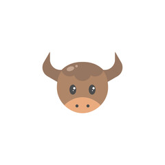 Icon Illustration of Ox Zodiac Flat Design - Chinese Zodiac Vector Illustration