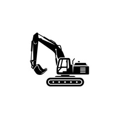 Simple Excavator Logo Flat Black Vector 