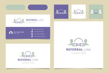 Referral Link logo brand business card. Branding book affilate marketing collection. Thin Referral Link logo