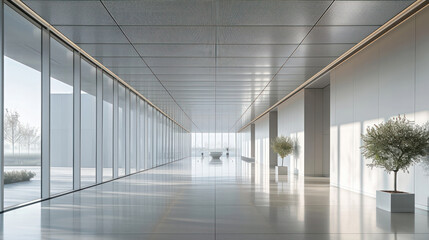 interior of minimalism modern office or hotel lobby air conditioner and lighting system design.