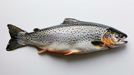 Naklejka premium raw rainbow trout isolated on white background, close-up, full depth of field
