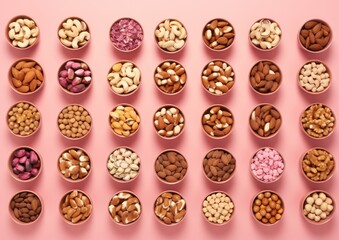 View of allergens commonly found in nuts. close up view of the nuts. all different kinds of nuts in the bowl