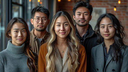 Fototapeta premium portrait group of different ethnicity diversity people in team office. equality concept.