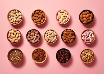 View of allergens commonly found in nuts. close up view of the nuts. all different kinds of nuts in the bowl
