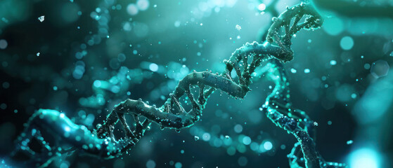 DNA double helix. DNA molecule structure. Medical science research of chromosome DNA genetic biotechnology in human genome cell. Science laboratory experiments analysis and genetic engineering study.