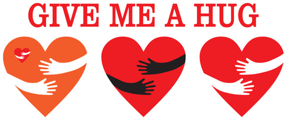 GIVE ME A Hug Red Heart icon. Happy valentine Day Vector illustration