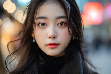 Beautiful young asian woman with perfect skin. Natural beauty, make up concept