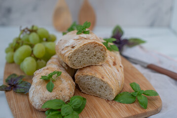 baguette bread loaves in paper bag