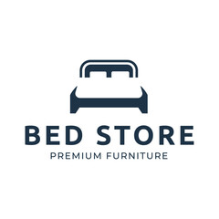 Obraz premium Bed store logo. Simple Furniture Bed Store Logo Template Vector 