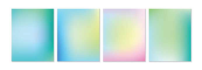 Set of vector gradient backgrounds in delicate pastel colors. For social media