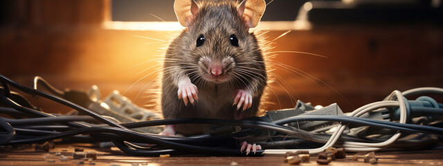 the rat eats and bites the wiring cable