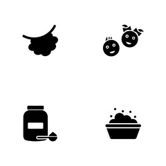 Baby Care. A set of black four solid icons isolated on a white background.