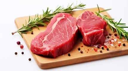 Fototapeta premium fresh pork steaks and seasonings for marinade top view