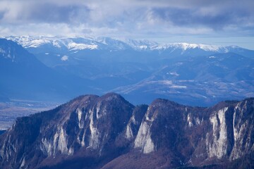 mountains in the snow. Piatra Mare Mountains, Romania