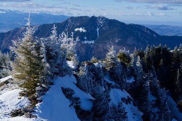 snow covered mountains in winter, Piatra Mare Mountains, Romania