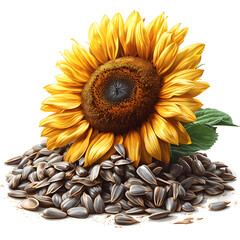 Sunflower seeds isolated on white background, hand drawn, png
