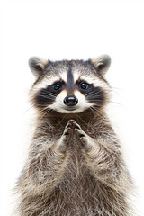 A cute raccoon against a white background