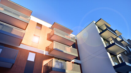 Residential area with modern apartment building. Multi Storey modern, new and stylish living block...