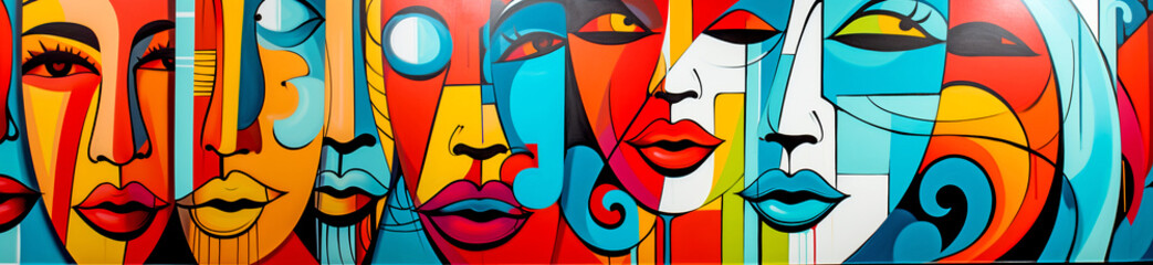Graffiti Colorful Women - Cubism
