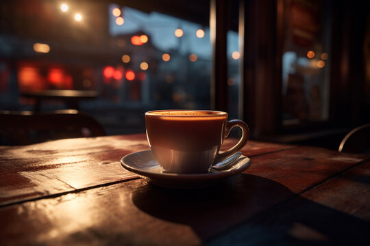 Coffee, cinematic lighting, hyperrealistic photograph created with Generative Ai