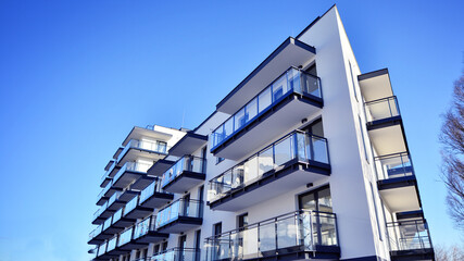Residential area with modern apartment building. Multi Storey modern, new and stylish living block...