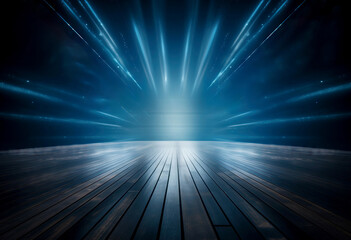 Obraz premium Neon lights illuminating an empty stage of a Theater