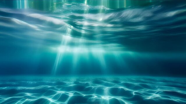 Sunlight reaching the deep sea from the surface, creating bands of light underwater.

