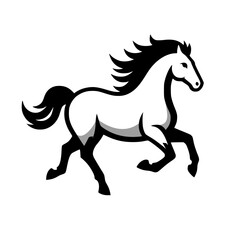 High Quality Vector Logo of a Majestic Rearing White Horse. Versatile Symbol of Strength and Elegance for Logos, Branding, and Marketing. Isolated on White Background for Seamless Integration.