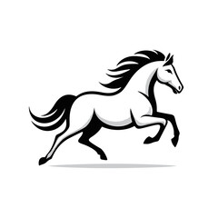 High Quality Vector Logo of a Majestic Rearing White Horse. Versatile Symbol of Strength and Elegance for Logos, Branding, and Marketing. Isolated on White Background for Seamless Integration.