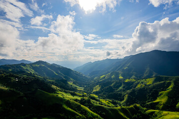 Beautiful sunlight over the mountain range at the north of Thailand.