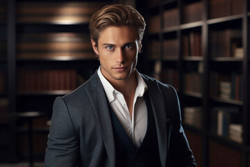 Generative AI technology conceptual picture World Book Day people reading book in big large library