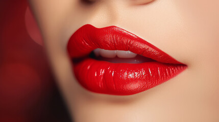 Fototapeta premium woman with red painted lips