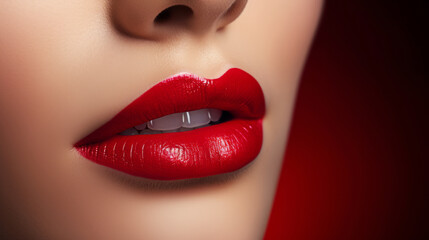 Obraz premium woman with red painted lips