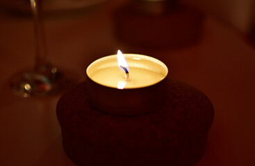 A evening romantic candle flame