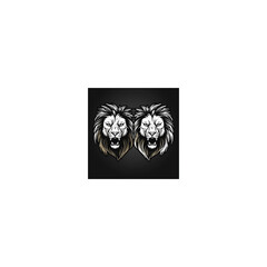 Lion mascot on black and white background