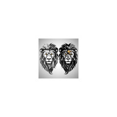 Lion mascot on black and white background