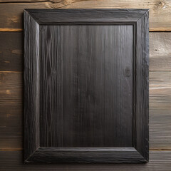 empty rough wood black frame on white background in the style of American tramp art created with Generative Ai - obrazy, fototapety, plakaty