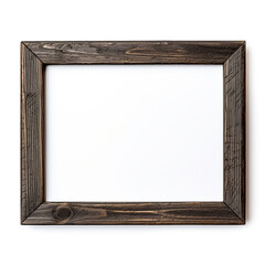 empty rough wood black frame on white background in the style of American tramp art created with Generative Ai - obrazy, fototapety, plakaty