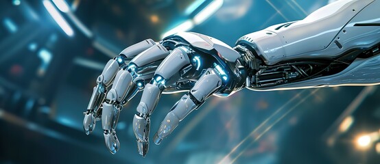 Futuristic robotic arm, advanced technology and artificial intelligence concept