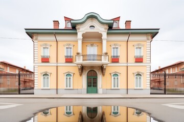 Obraz premium symmetrical front shot of an italianate facade with a central belvedere